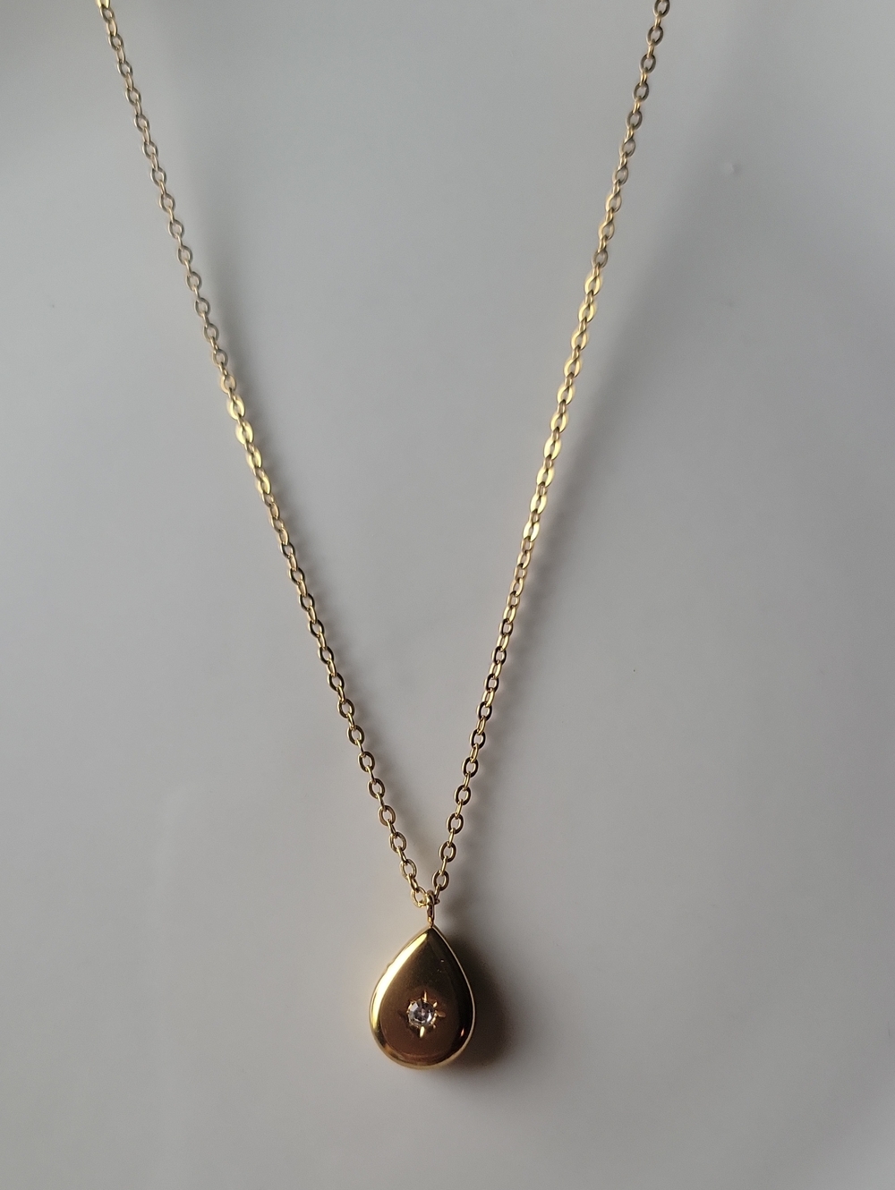 Gold Stainless Steel Tear Drop Pendant